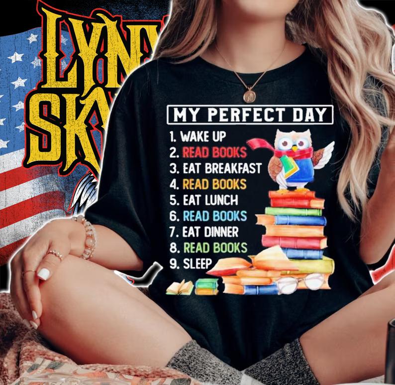 Owl my perfect day wake up read books shirt