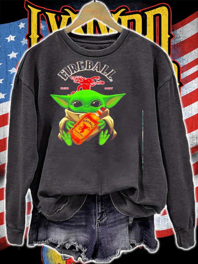 Baby Yoda Hug Fireball Whisky Shirt.Jpg sweatshirt