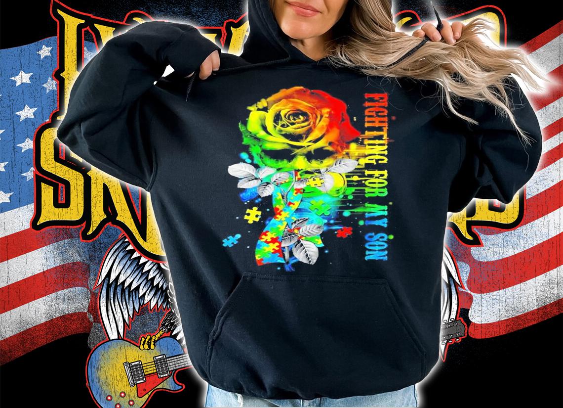 Fighting For My Son Autism flower shirt