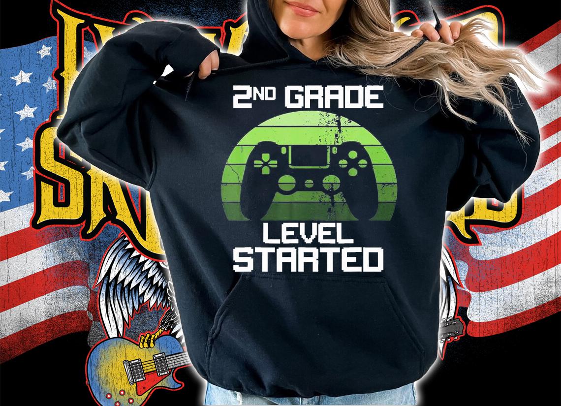 Funny 2Nd Grade Level Started Gamer Back To School T-Shirt hoodie