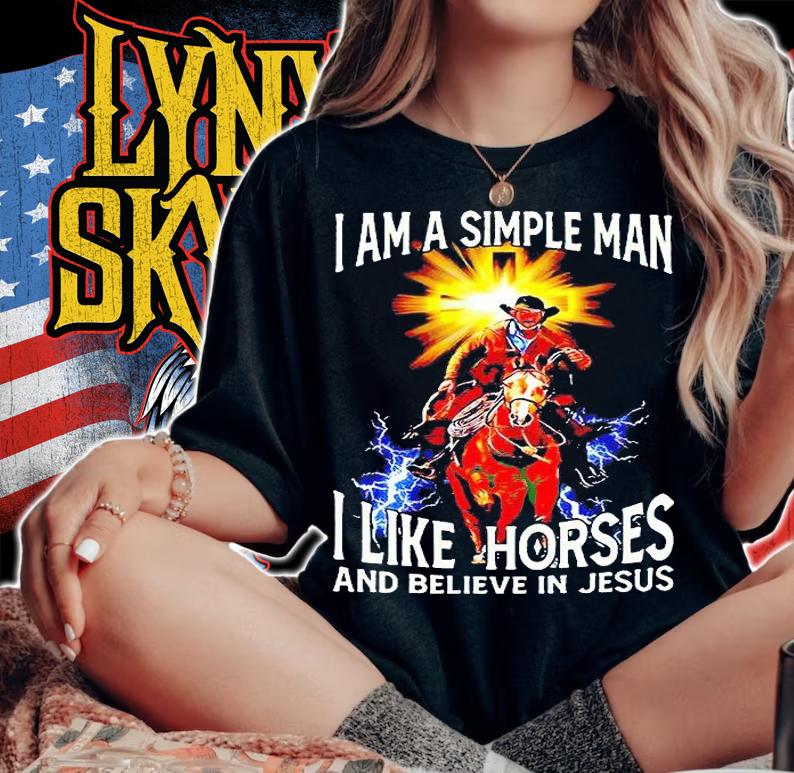 I am a simple Man I like Horse and believe in Jesus T-shirt woman shirt