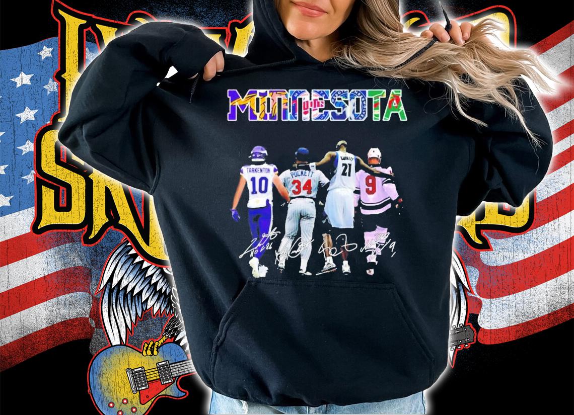 Minnesota Fran Tarkenton Kirby Puckett Garhett signatures shirt hoodie