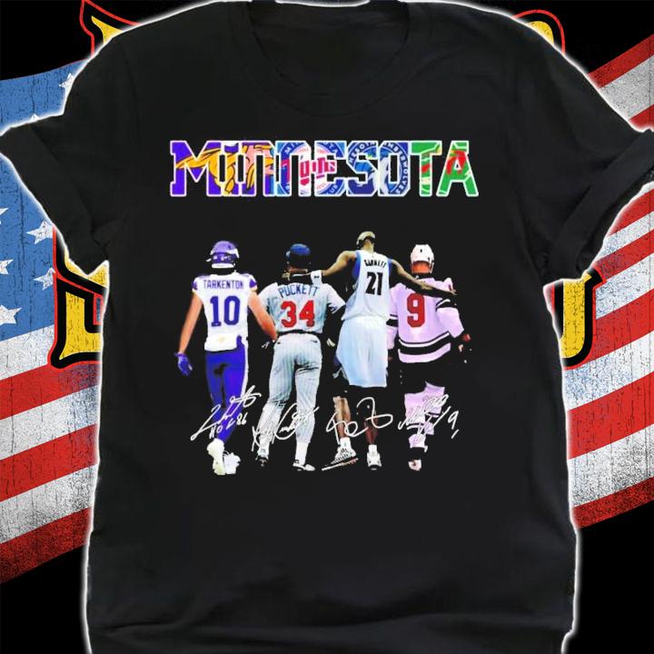 Minnesota Fran Tarkenton Kirby Puckett Garhett signatures shirt shirt