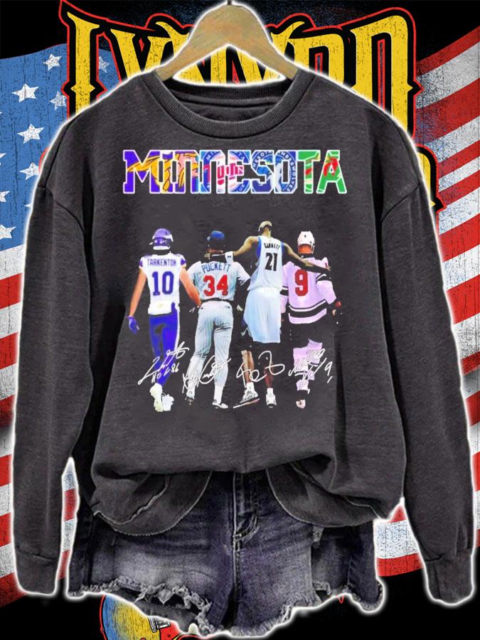 Minnesota Fran Tarkenton Kirby Puckett Garhett signatures shirt sweatshirt