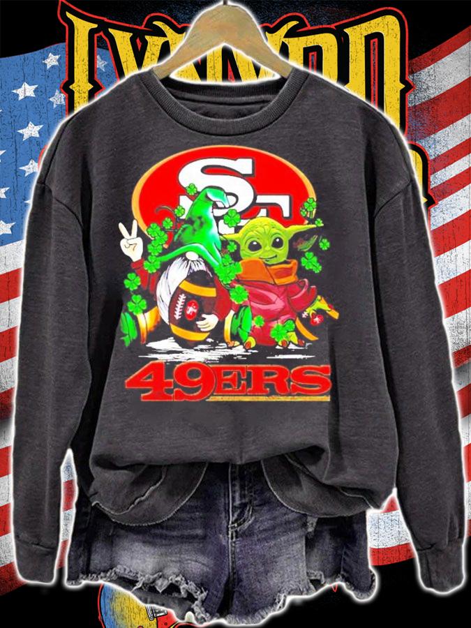St.Patrick's day Gnome and Baby Yoda San Francisco 49ers shirt sweatshirt