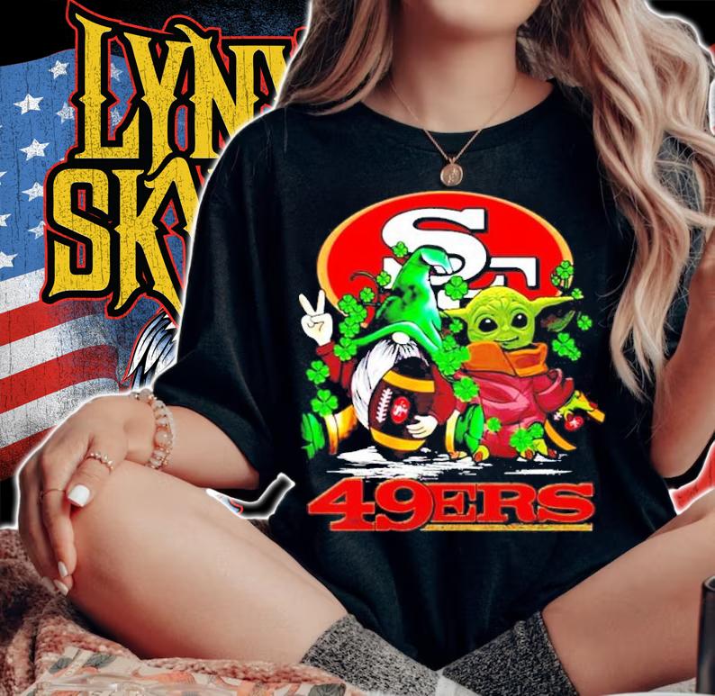St.Patrick's day Gnome and Baby Yoda San Francisco 49ers shirt woman shirt