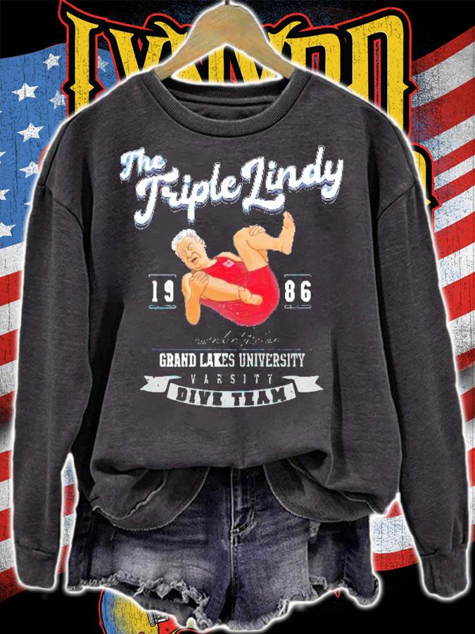 The Triple Lindy 1986 Grand Lakes University t-shirt sweatshirt