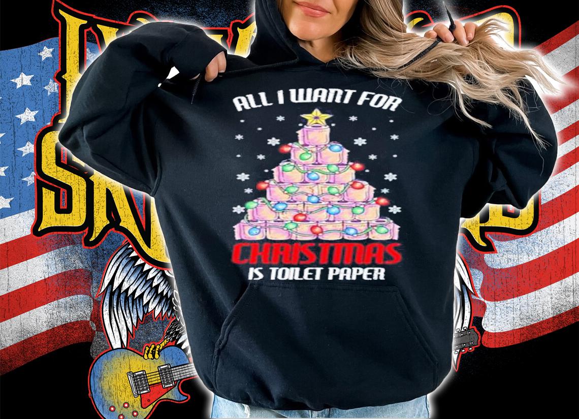 All I want for Christmas is toilet paper Christmas Tree t-shirt hoodie