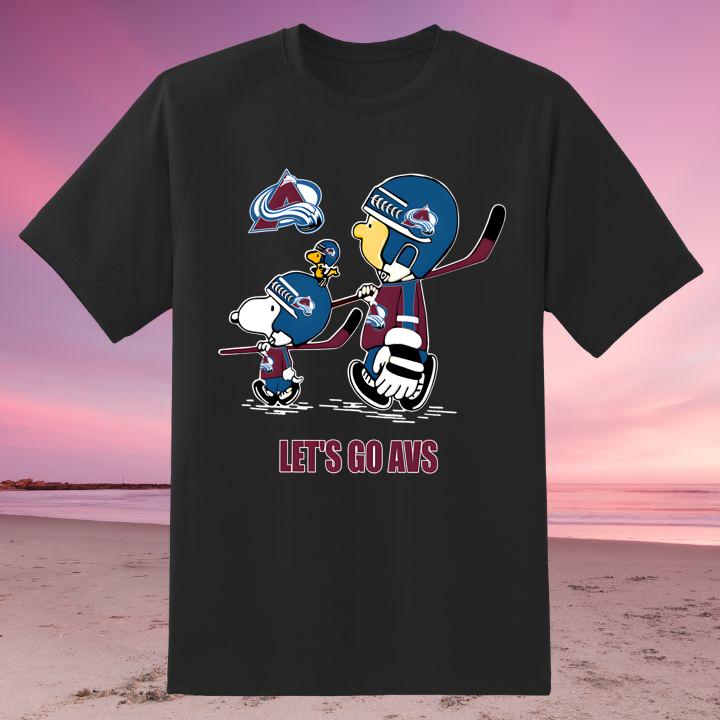 Peanuts Snoopy Charlie Brown Woodstock Walking Colorado Avalanche Lets Go Avs T-Shirt