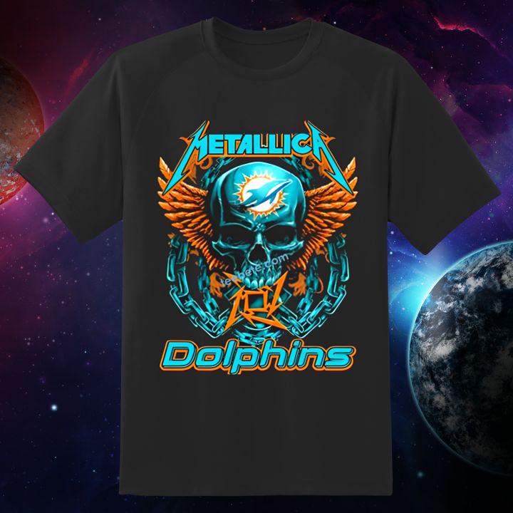 Shop Skull Metallica Miami Dolphins T-Shirt – Perfect Gift for Fans