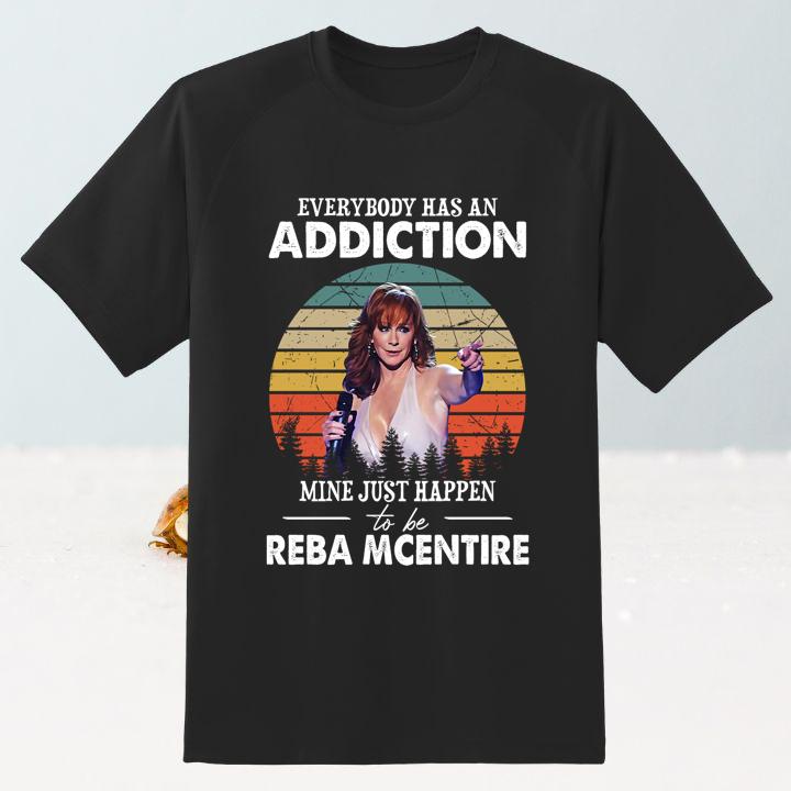 Hot Everybody Has An Addiction Mine Just Happens To Be Reba Mcentire Vintage Sunset Shirt