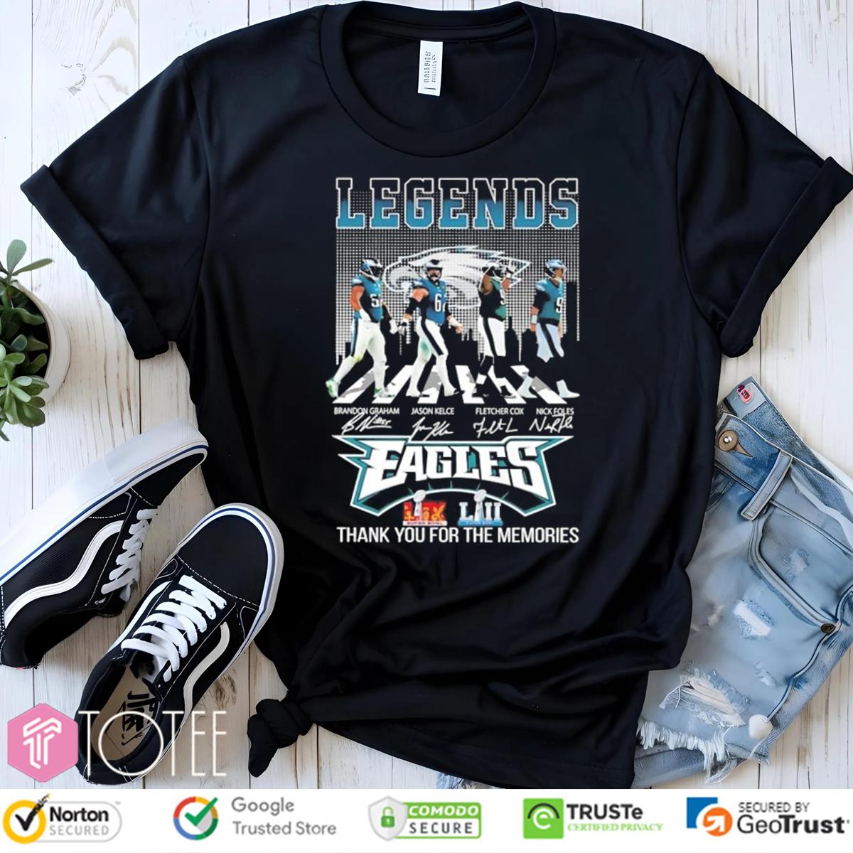 Philadelphia Eagles Legends Abbey Road Foles Cox Kelce Graham Signed Shirt