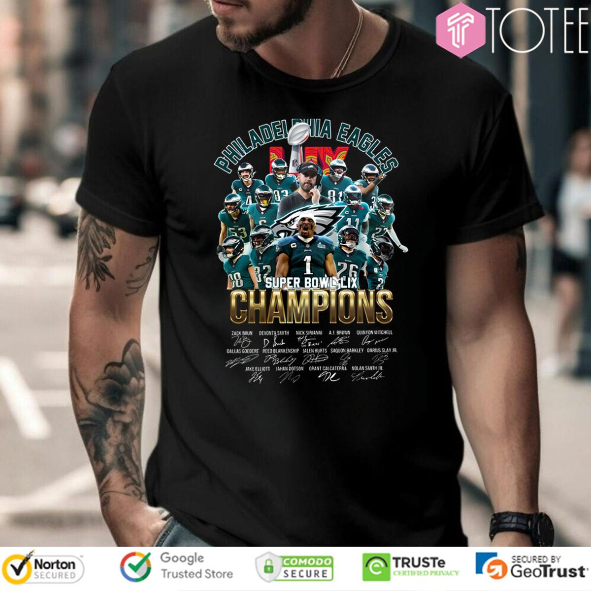 Philadelphia Eagles Super Bowl LIX Champions Signatures T-Shirt