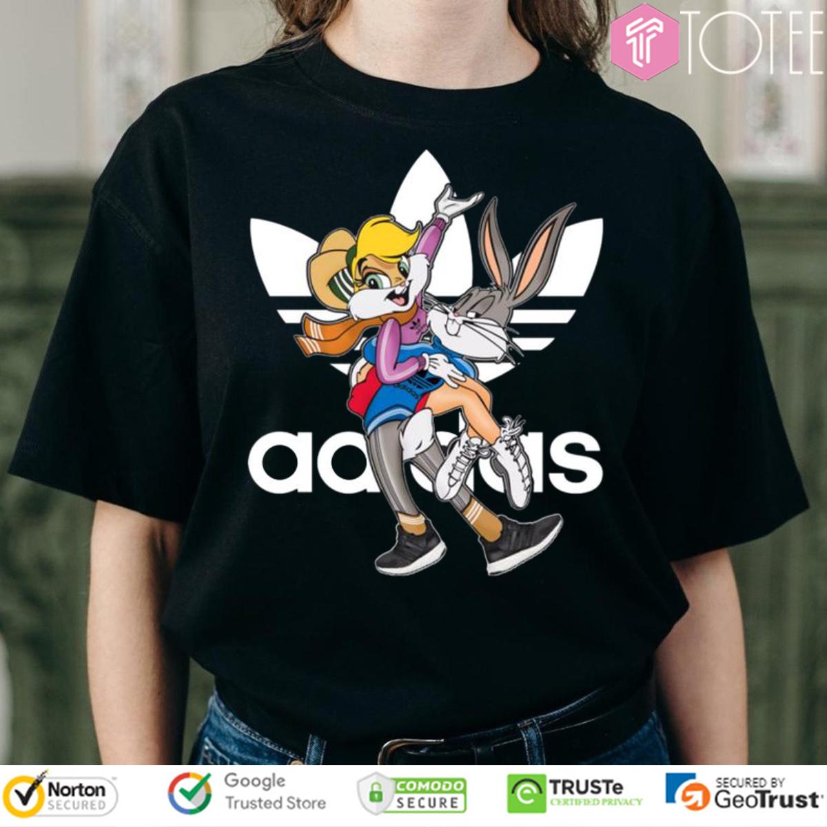 Lola And Bugs Bunny Looney Tunes Parody Adidas Logo T-Shirt