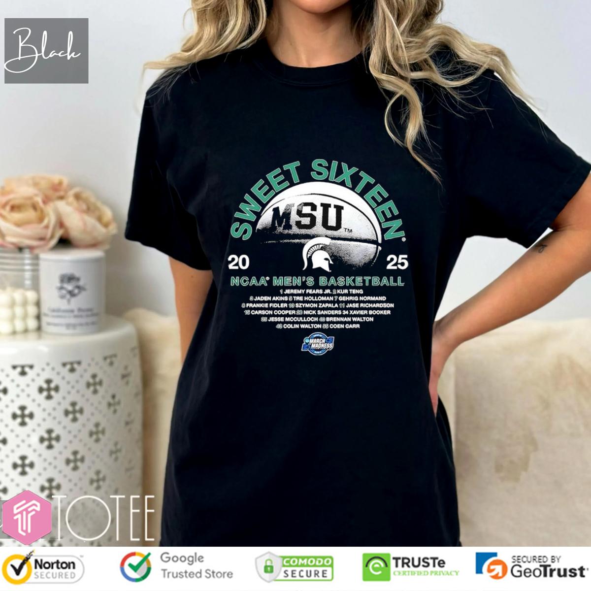 Michigan State Spartans Sweet Sixteen 2025 NCAA Men's Basketball Championship Shirt
