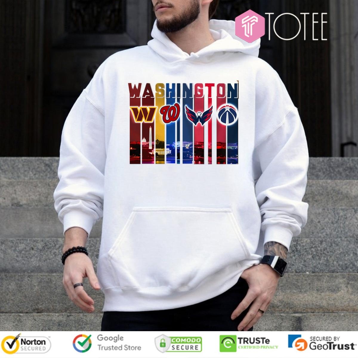 Washington Sports City Skyline Redskins Nationals Capitals Wizards hoodie