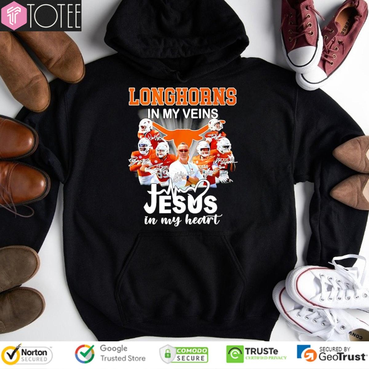 In My Veins Jesus In My Heart Texas Longhorns Hoodie