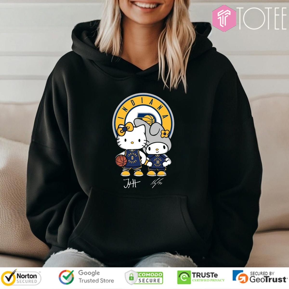 Indiana Pacers Tyrese Haliburton Myles Turner Hello Kitty Signatures Hoodie