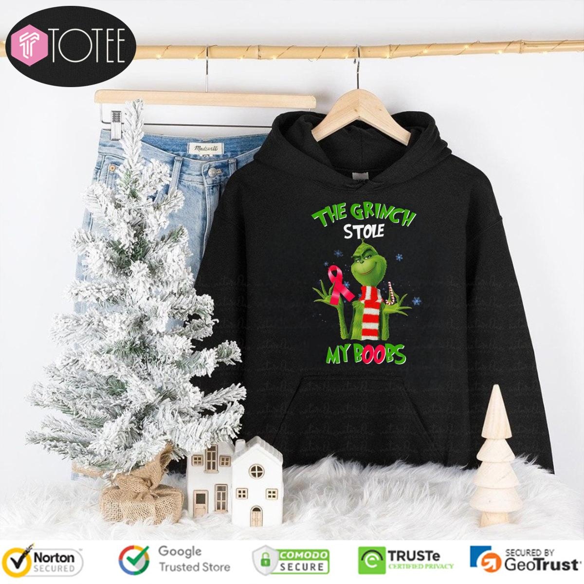 The Grinch Stole My Boobs Breast Cancer Hoodie