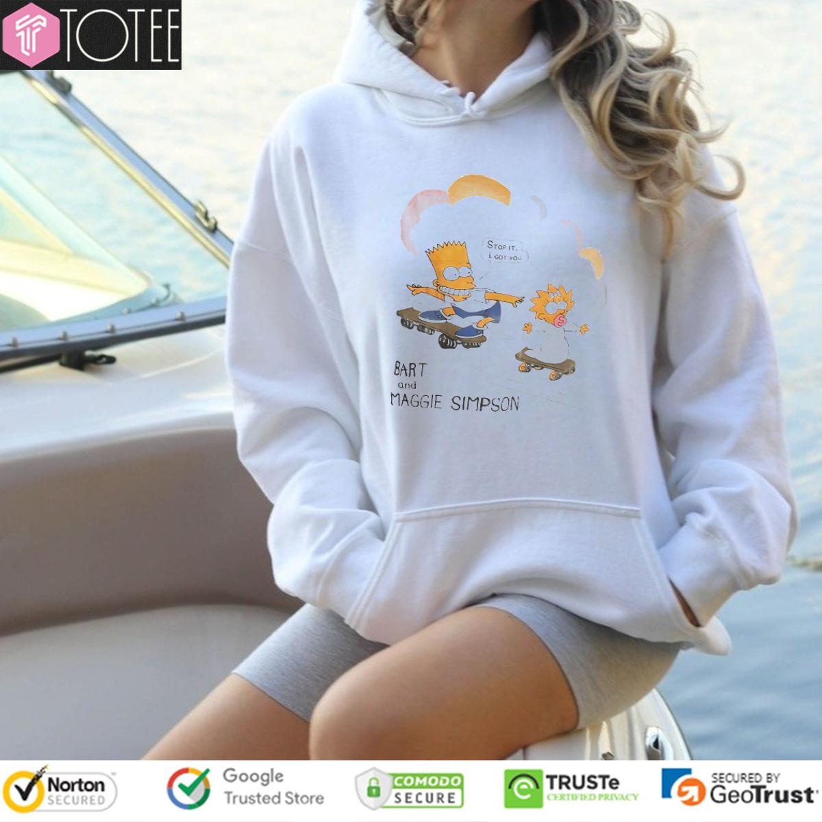 The Simpsons Bart And Maggie Simpson Surfing Shirt Hoodie