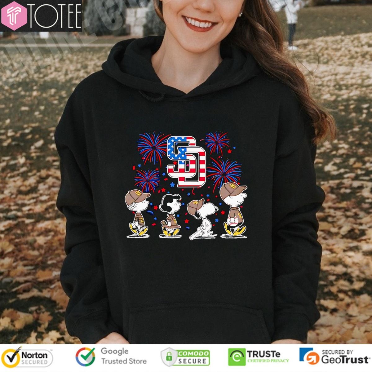 Peanuts Snoopy San Diego Padres Fireworks 4Th Of July Hoodie
