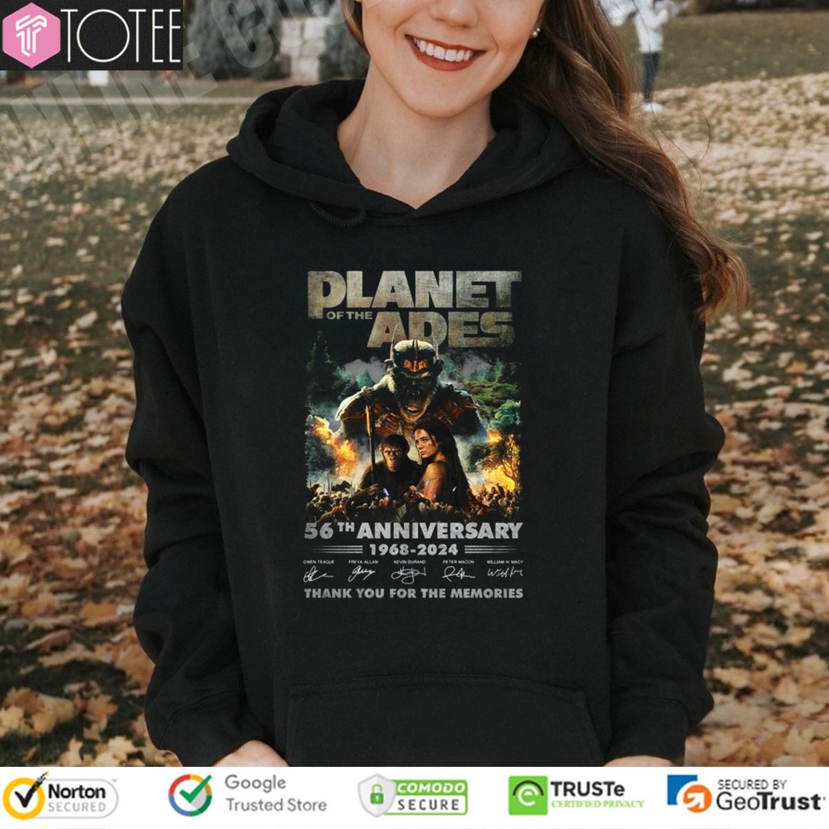 56Th Anniversary 1968-2024 Planet Of The Apes Signatures Hoodie