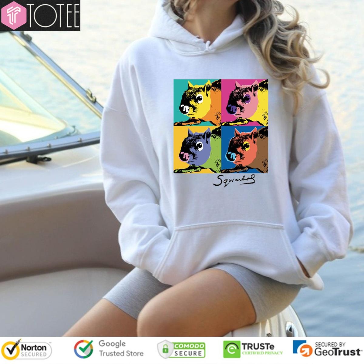 Andy Warhol Humor Sqwarhol Funny Squirrel Art Hoodie