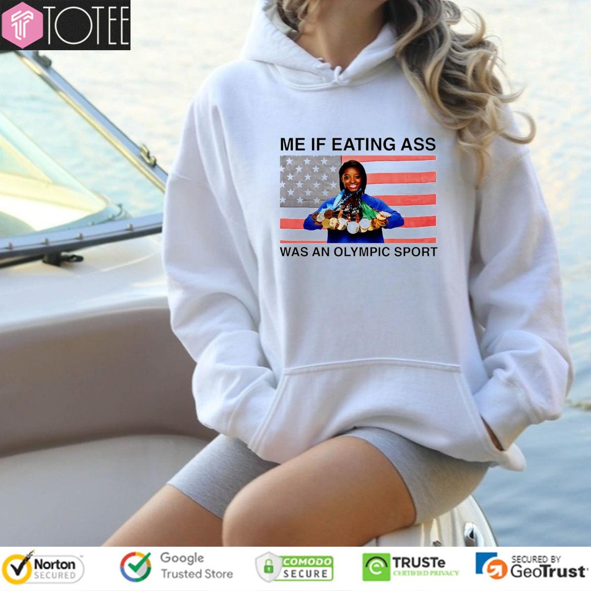 Simone Biles Me If Eating Ass Was An Olympic Sport American Flag Hoodie