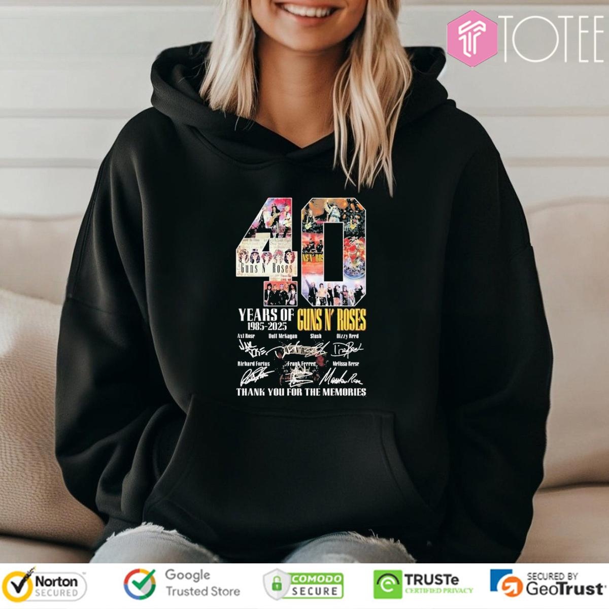 Guns N Roses 40 Years Of 1985-2025 Signatures Hoodie