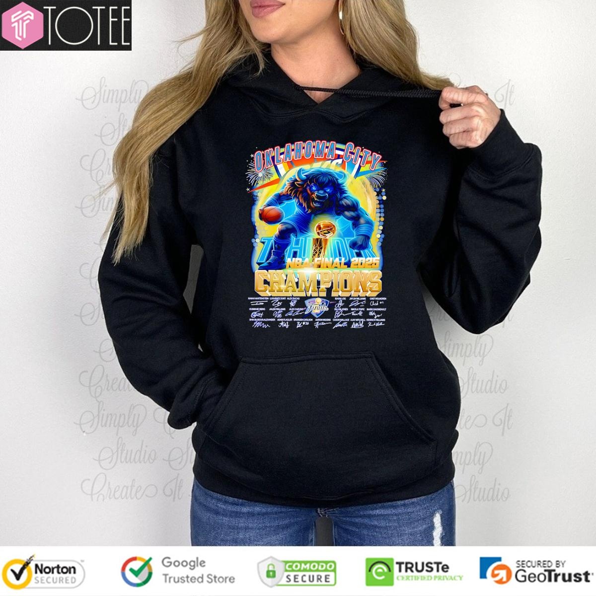 Oklahoma City Thunder Nba Final 2025 Champions Bison Signatures Hoodie