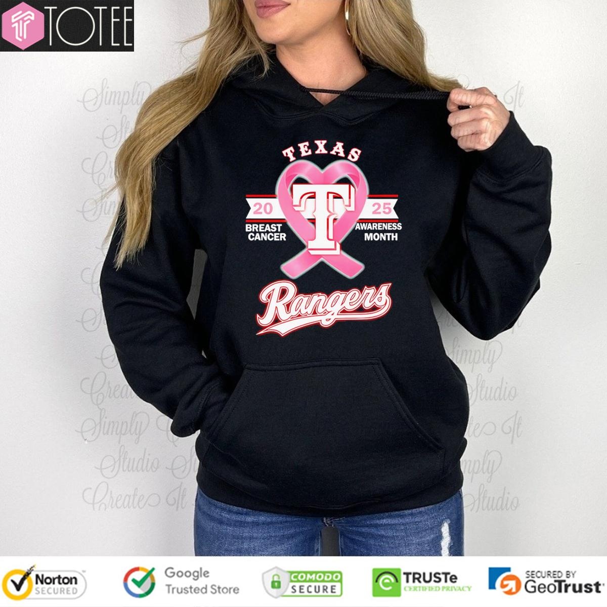 2025 Breast Cancer Awareness Month Texas Rangers Baseball Hoodie
