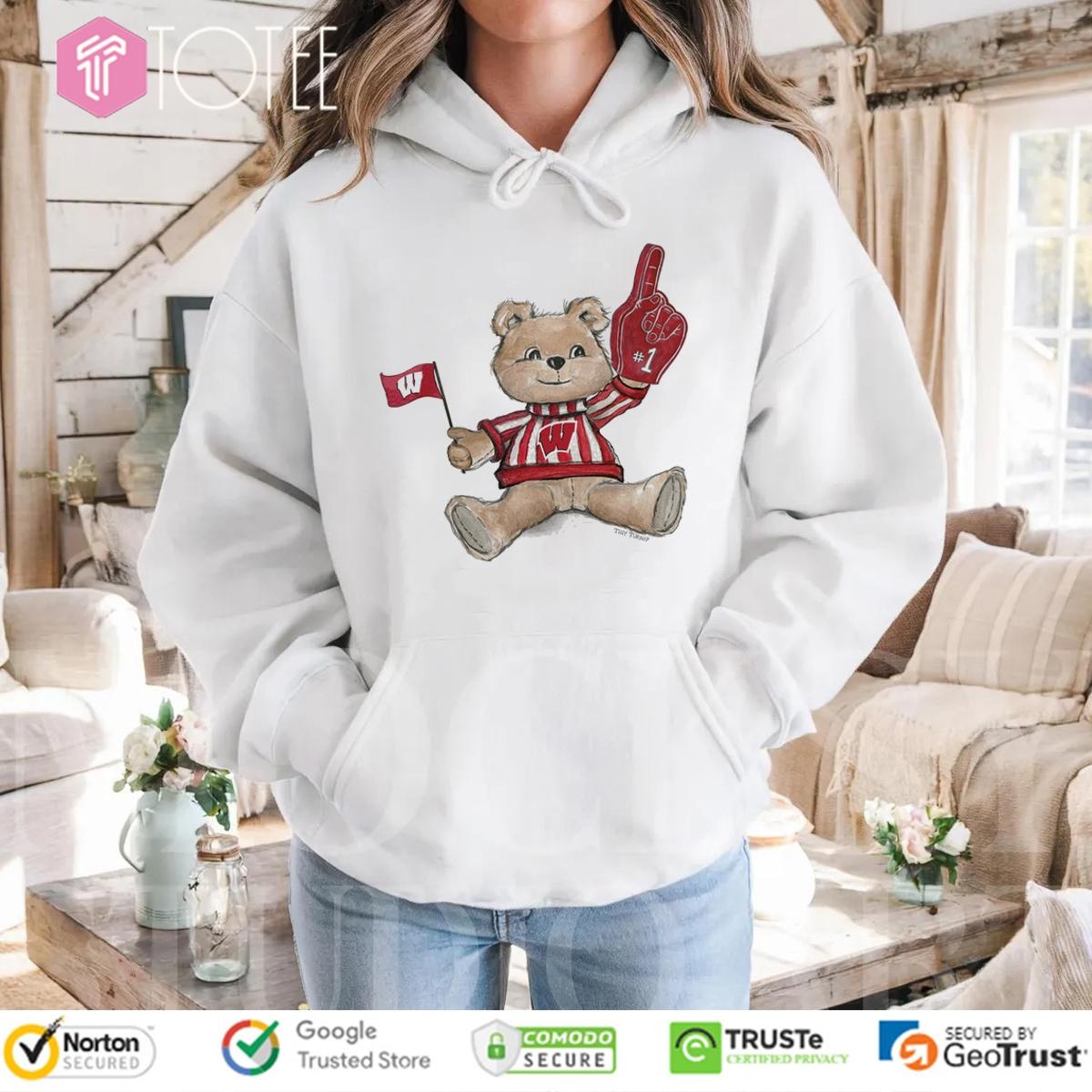 Tiny Turnip Teddy Bear X Wisconsin Badgers Hoodie